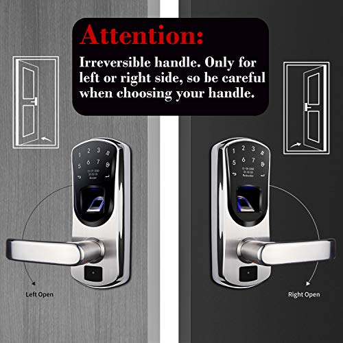 WeJupit V8 Keyless Entry Smart Door Lock, Fingerprint Stainless Steel Touchscreen with Electronic Keypads, Spare Key… - Image 4