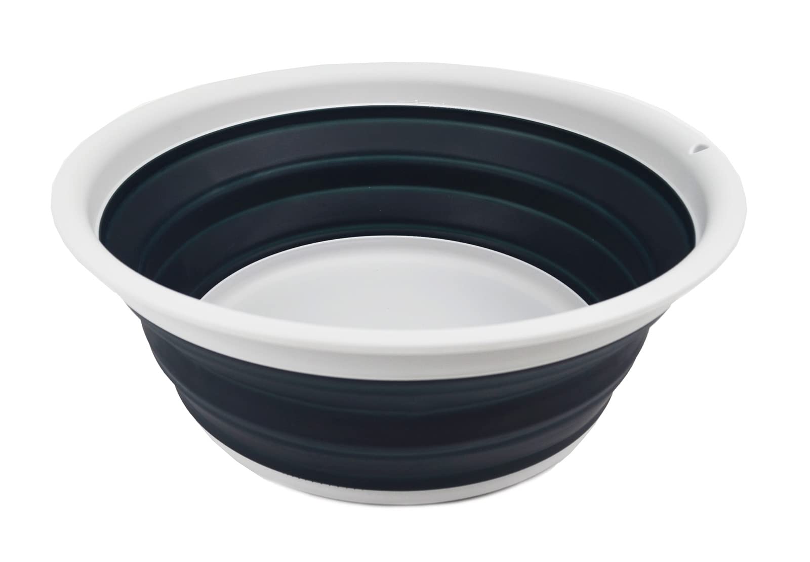 SAMMART 7.5L Collapsible Tub - Foldable Dish Tub - Portable Washing Basin - Space Saving Plastic Washtub (Grey/Slate Grey, 1)