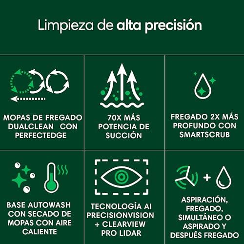 Roomba Plus 505 Combo con Base AutoWash multifunción y autolimpiable, mopas DualClean con PerfectEdge, PrecisionVision IA, Clearview Pro LiDAR, Secado Aire Caliente mopas, 75 días autovaciado_B