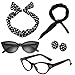 Mengar Women 1950's Costume Accessories Set 50s Scarf, Glasses,Headband,Earrings