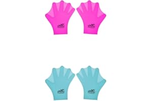 Kids Swimming Webbed Gloves 2 Pairs Silicone Full Finger Fin Hand Paddle Swim Flippers - Increase Hand Resistance by 50%, Sof