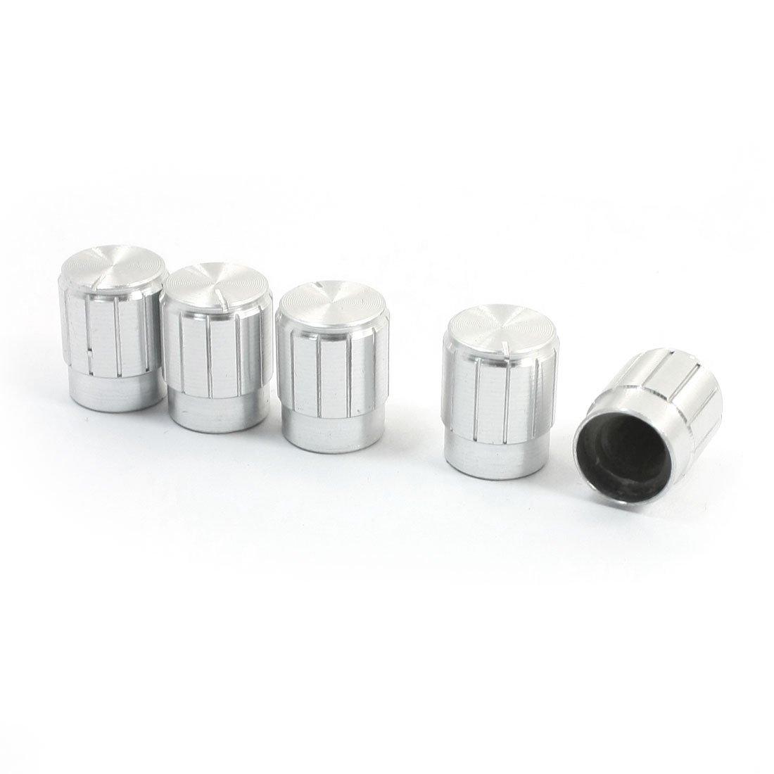 sourcingmap 5x Silver Tone Volume Control Knob for 6mm Knurled Shaft Potentiometer