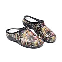 backdoorshoes Waterproof Premium Garden Clogs with Arch Support -Leaves Design (8, Leaves)