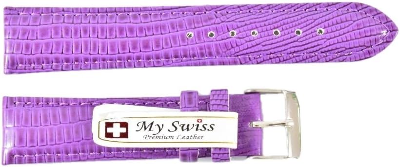 NP Watch Band Leather Watch Band Snake Pattern Width 20 mm. Purple Color