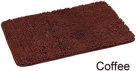 Qich® non-slip chenille carpet mats kitchen bathroom bath mats absorbent doormat (light brown)