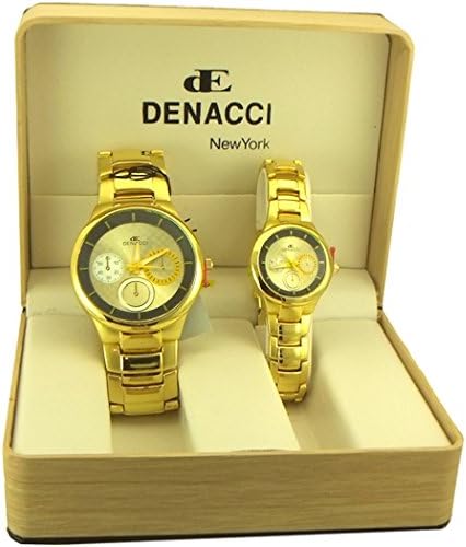 DENACCI - His &amp; Her Dress style Watch Gift Set gold tone and gold tone dial - 13