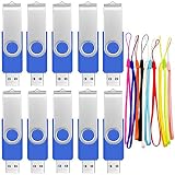 128MB USB 2.0 Flash Drive Bulk 10 Pack Thumb Drives - Small Capacity Memory Sticks 128 MB Multipack Data Storage - FEBNISCTE Blue Swivel Pen Drive Zip Drive Jump Drive