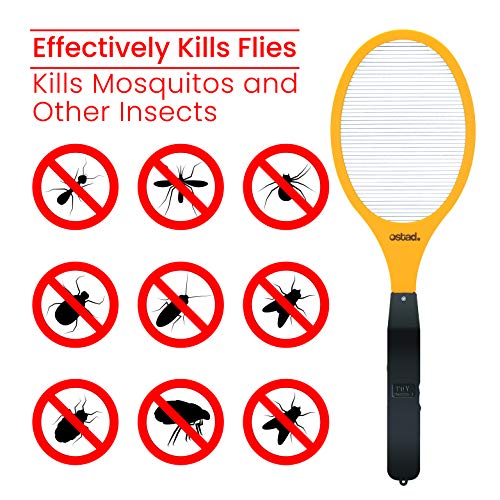 Premium Heavy duty electric bug swatter 2800V zapper racket-Original Hand Held Racket Style Fly and Mosquito Zapper - AA Batteries Included-Great for Bugs,Pest,Wasp,Fly Control at Home,Indoor/Outdoor