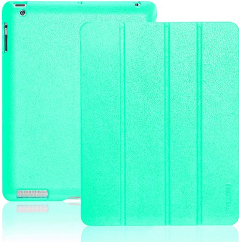 INVELLOP Turquoise / Teal Leatherette Cover Case for iPad 2 / iPad 3 / iPad 4 (Built-in magnet for sleep/wake feature) iPad 2 case