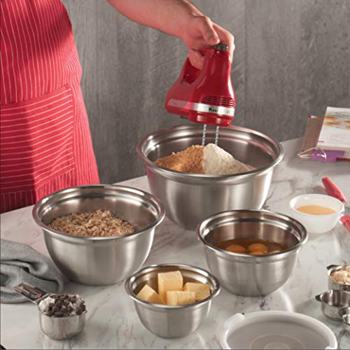 FineDine Mixing Bowls with Lids 5 Deep Nesting Mixing Bowls for Kitchen Storage Silver