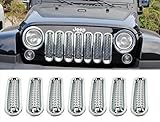 Opall Chrome Front Grill Mesh Grille Insert Kit For JEEP Wrangler JK Sahara Sport Rubicon Unlimited X X-S Mountain Islander Wilys Wheeler Polar Freedom 2007-2016