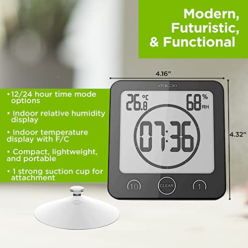BALDR Digital Shower Clock with Timer Waterproof Shower Timer for