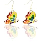 Butterfly Earrings for Women, Rainbow Color Drop Dangle Piercing, Trendy Insect Party Jewelry Gifts