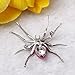 Pink Dazzling Spider Clip Pin Brooch w/ Rhinestone