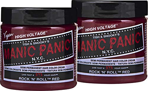 Manic Panic Rock N Roll Red Color Cream (2-Pack) Classic High Voltage - Semi-Permanent Hair Dye - Vivid, Red Shade - For Dark, Light Hair - Vegan, PPD & Ammonia-Free - Ready-to-Use, No-Mix Coloring