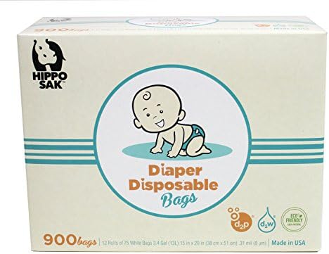 Hippo Sak Antibacterial Diaper Disposal Bags with Controlled Life Plastic, 900 Count