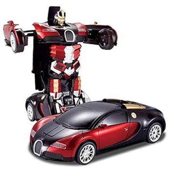 Toys Island Friction Family Transformer Toy Racing Car - Automatic Convert from Car to Robot for Kids