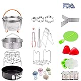 25 pieces Pressure Cooker Accessories Set Compatible with Instant Pot 6 qt 8 Quart- Steamer Basket, Springform Pan, Stackable Egg Steamer Rack, Egg Beater, Silicone Trivet Mats & More