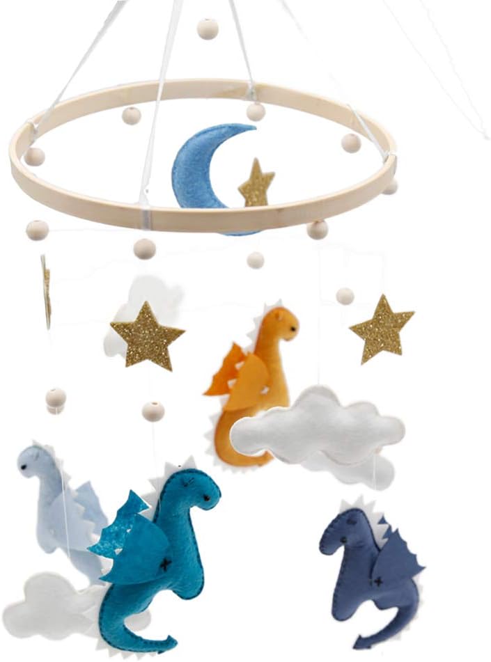 Baby Cot Mobile Felt Ball Mobile Dinosaur Hairball Wind Chimes Bed Bell Rattle Toys Hanging Ornaments Photo Props