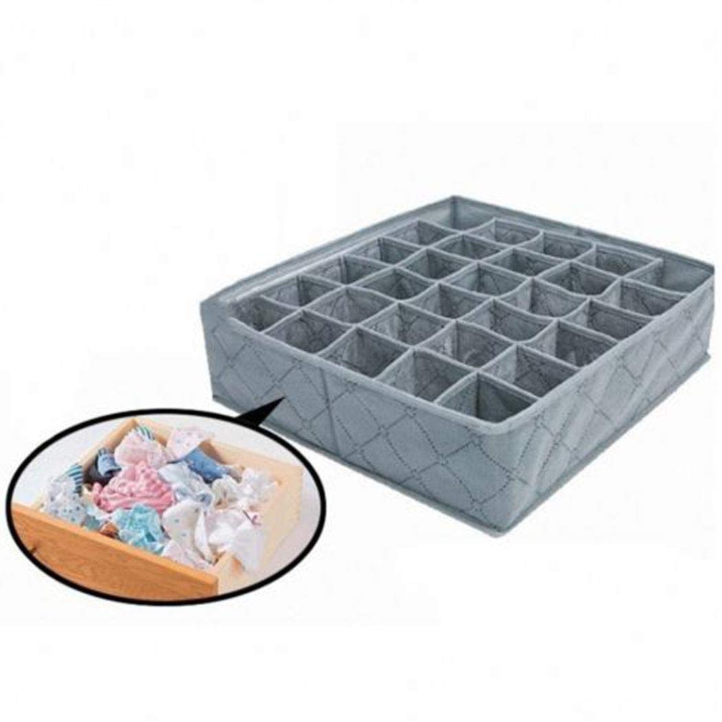linselles Carbone di bambù Scatola da 30 Scomparti Durevole Solidi Intimo Calzini Cravatta Scatola di Immagazzinaggio Cassetti