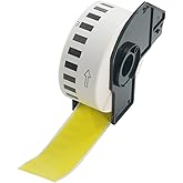 BETCKEY - Continuous Length Labels Replacement for Brother DK-2210 (1.1 in x 100 ft), Compatible with Brother QL Label Printers [1 Rolls/Continuous Labels, Yellow]