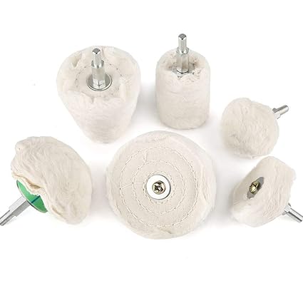 Aolex Polierscheibe für bohrmaschine 6 Stück polieraufsatz konischer baumwollsamt Polier Wheel Polierkegel Polishing Buffing 