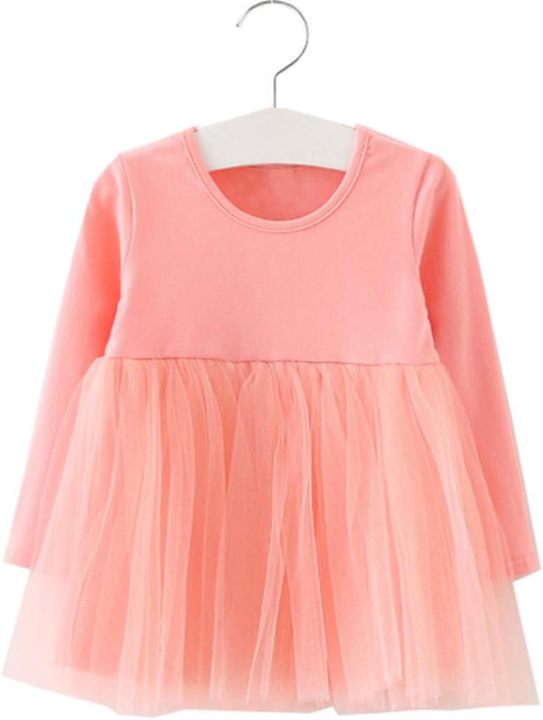 GSVIBK Baby Girls Tutu Dress Toddlers Infant Tulle Dress Long Sleeve Tutu Dresses Princess Party Dress