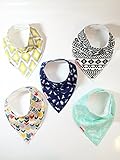 Danha Baby Bandana Teething Bib for infants and toddlers (set of 5). Unisex modern bib for boys and girls.Very absorbent cotton (unisex 3)
