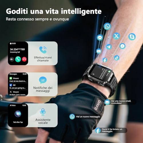 Blackview Men's Smartwatch, 2.01 Inch Military Smartwatch Fitness with Bluetooth Calls Smart Watch 115+ Sports Modes/900 mAh/Sleep/Heart Rate Monitor/Torch/Compass for Android IOS