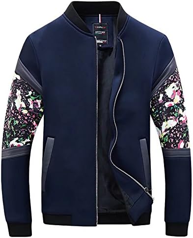 zhenzhou New Style Stand Collar Patchwork Men's Jacket Floral Slim Fit Bomber Jacket Men