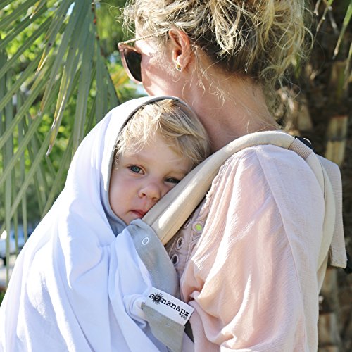 Sunsnapz UPF 50+ Sun Protection Baby Blanket Made in the USA! (White/Stone) - Thumbnail 6