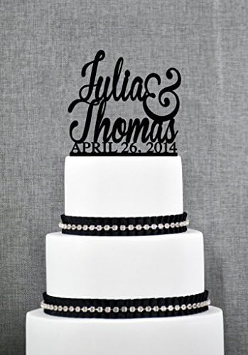Wedding Cake Toppers with First Names and Date Unique Personalized Engagement Present Elegant Custom Gift Cake Toppers S004