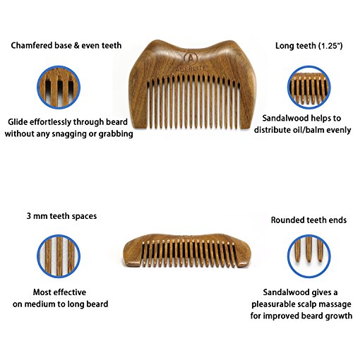 Beard Grooming Kit for Men - The ONLY Sandalwood Beard Brush Comb Set on Amazon - Premium Boar Bristle Beard Brush (Medium) - EDC Beard Comb - 3.7" Beard/Mustache Travel Scissors TSA Approved - Thumbnail 5