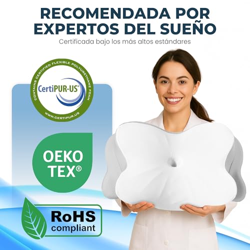 BUYLUX® Premium 2-in-1 Ergonomic Neck Pillow | Anti-Snoring Memory Foam Cervical Pillow for Side or Back Sleepers for Travel | Pillow for Neck Pain and Sleep Better
