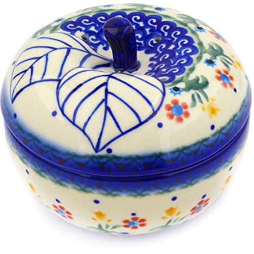 Click Here to See More Images Ceramika Bona H3749E Polish Pottery Ceramic Apple Shaped Jar Hand Painted, 5-Inch