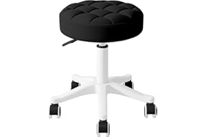 WXJHL Round Rolling Stool with Wheel Height Adjustable Swivel Stool Drafting Work Tatto Massage SPA Salon Stool PU Leather Small Office chair
