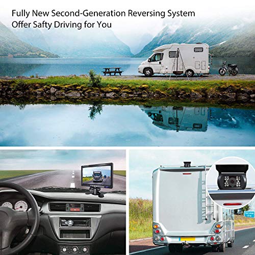 Backup Camera and Car 7 Inch Monitor Screen Waterproof Rear View Rearview Backing Parking Reversing Reverse Camera for Truck/Trailer/Pickups/RV When Reversing Parking to Avoid Blind Area eRapta ER01
