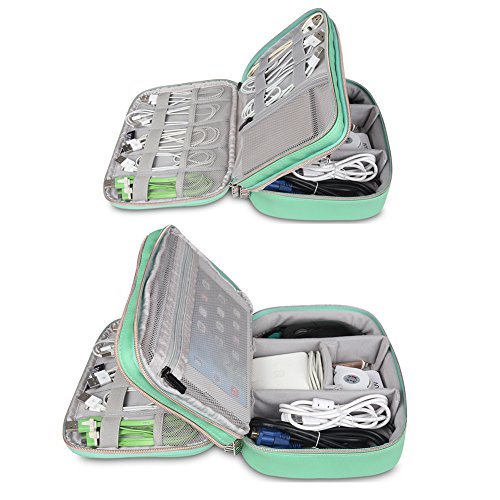 BUBM Portable Multi-functional Digital Storage Bag Electronic Accessories Travel Organizer Bag Data Cable Organizer (Green)