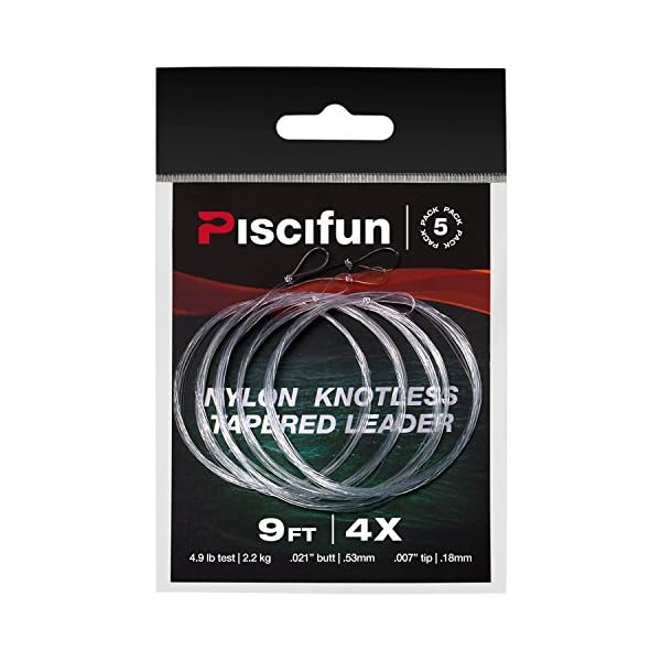 Piscifun-Fly-Fishing-Tapered-Leader-with-Loop-9-5-Pack