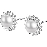 Pearl Stud Post Earrings 925 Sterling Silver Freshwater Cultured Pearl Earrings Jewelry Gifts for Women