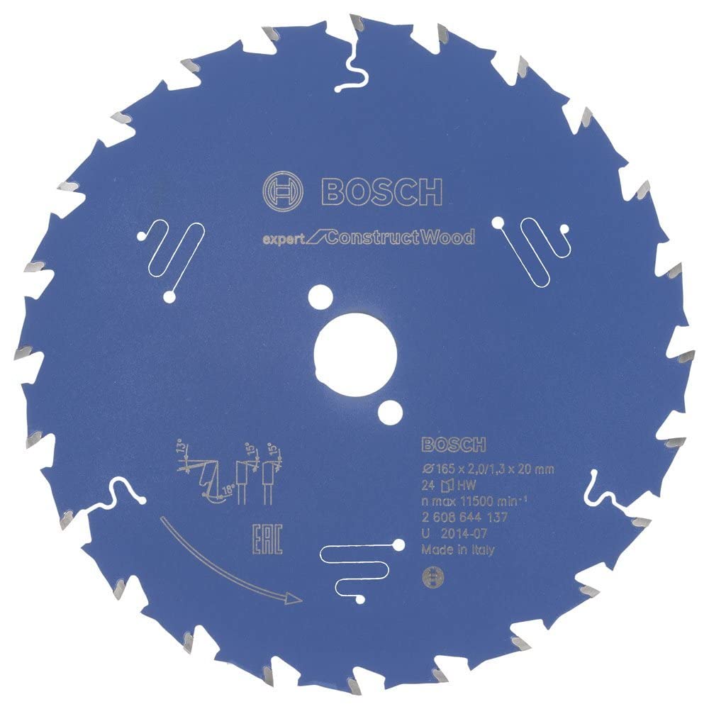 Bosch Accessories 2608644137 Lame De Scie Circulaire Expert For Construct Wood 165 X 20 X 2,0 Mm 24