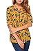 ANGVNS Women Long Sleeve V Neck Printed Chiffon Shirt, Yellow, XL