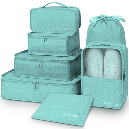 Mossio 7 Set Packing Cubes with Shoe Bag - Luggage Organizers Suitcase Travel Accessories