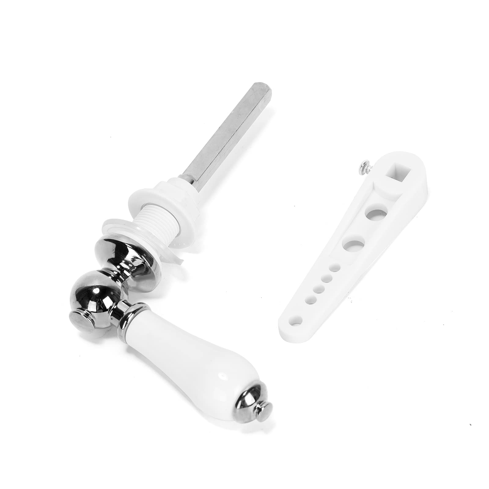 Ruimou Toilet Handle Flush Rod Replacement Kit Ceramic Pull Handle 18mm/0.7inch Hole for Most Toilet Tank Lids (Silver)