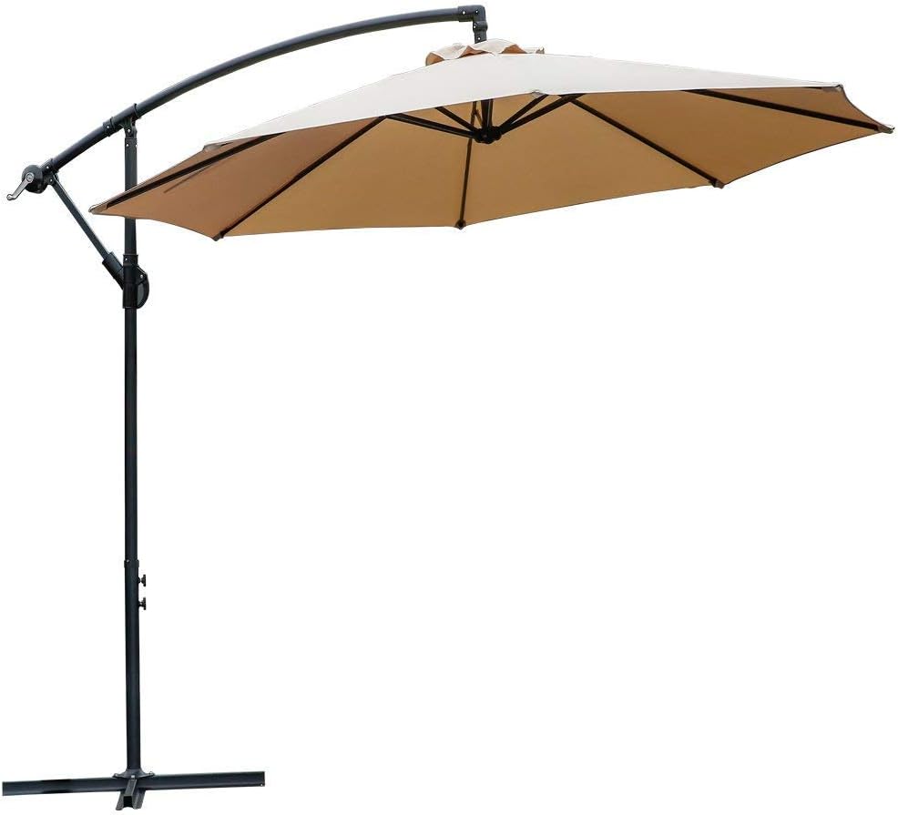 Farland 10 Ft Offset Cantilever Patio Umbrella Outdoor Market Hanging Umbrellas Cranks 8 Ribs Beige Amazon Ca Patio Lawn Garden