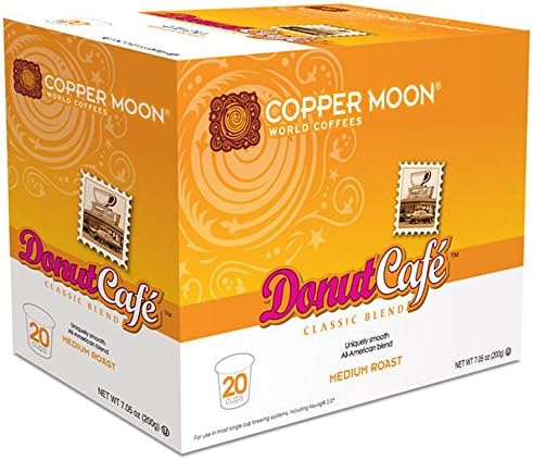 Copper Moon Donut Cafe, Medium Roast Coffee Pods Compatible with Keurig K-Cup Brewers, Ct. Donut Café Blend ,20 Count