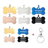 iMucci Pet Dog ID Tags - Bone Custom Stainless Steel Front and Back Engraved Personalized Tag for Dogs and Cats