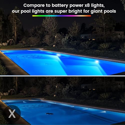 LyLmLe 20 W LED Lights for Pools, 12 V Smart LED Submersible Swimming Pool Lights with APP Control, Dimmable 800 lm, Timer, IP68 Waterproof Magnetic Piscinas Floodlight with 8 m Cable for Pools in Ground