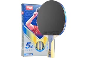 PPBIGU DHS New 5 Star Table Tennis Racket H5002/H5006, 5 Stars Series Pingpong Paddle Finished Bat Factory-Made Both Side Hurricane 3 Rubbers for All-Round Players