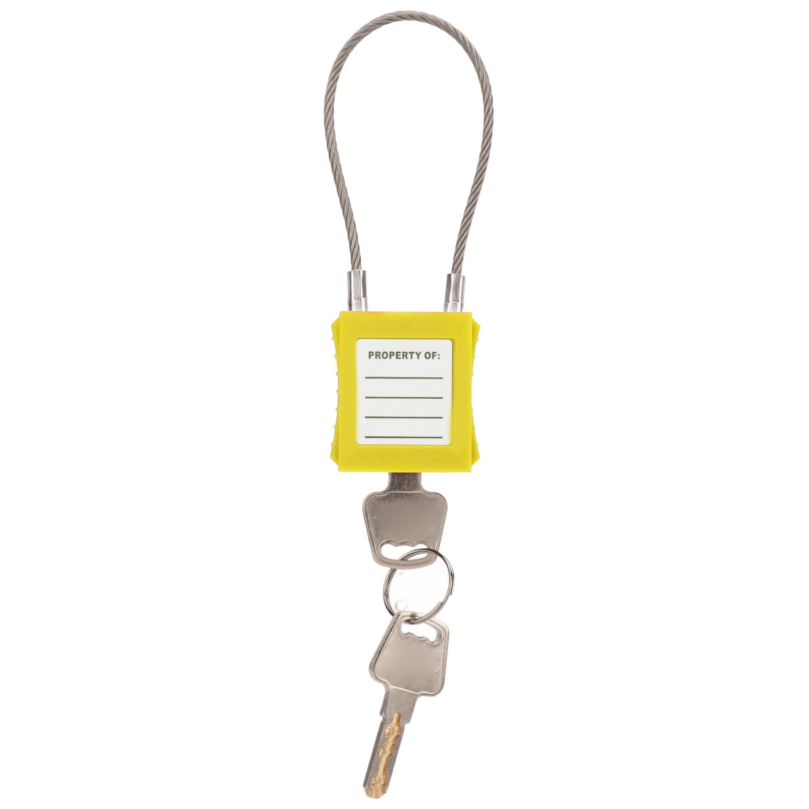Lockout Tagout Safety Padlock, 85mm Shackle Steel Cable Locks with 2 Key for Lock Out Tag Out Stations, Multi Color Optional(Yellow)